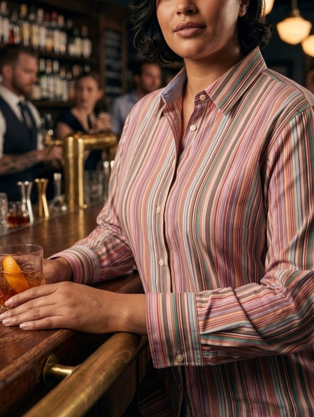 Vintage 90's Tommy Hilfiger Rainbow Striped Button Up Shirt